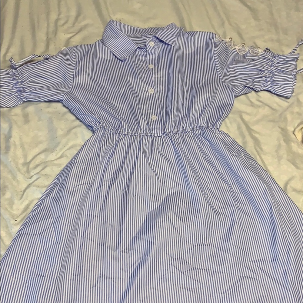 Blue and white dress
